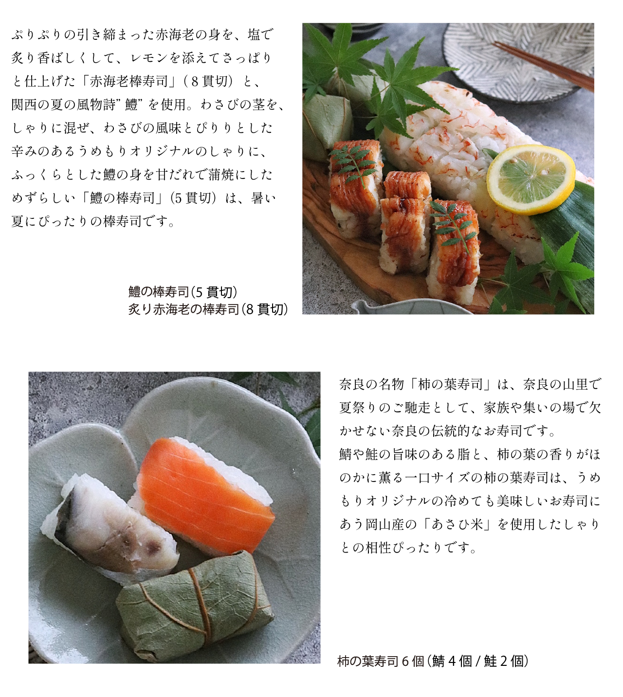 商品詳細棒寿司と柿の葉寿司